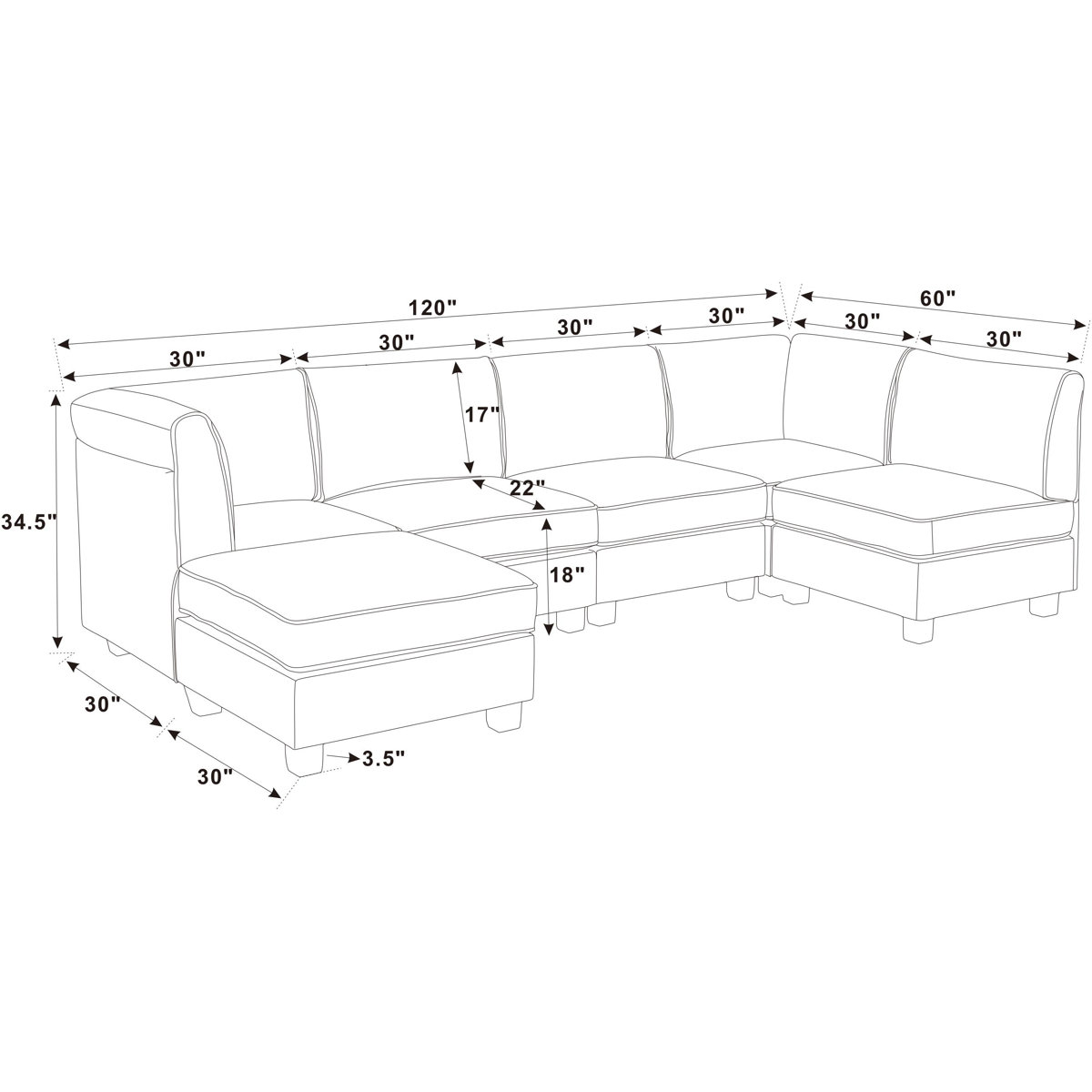 Mercury Row® Roeder 120" Wide Modular Corner Sectional with Ottoman & Reviews Wayfair